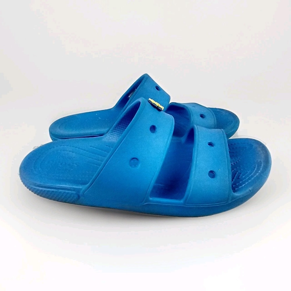 Crocs Classic Sandals Blue Strap Slide University of Michigan Charm Mens 9 W11